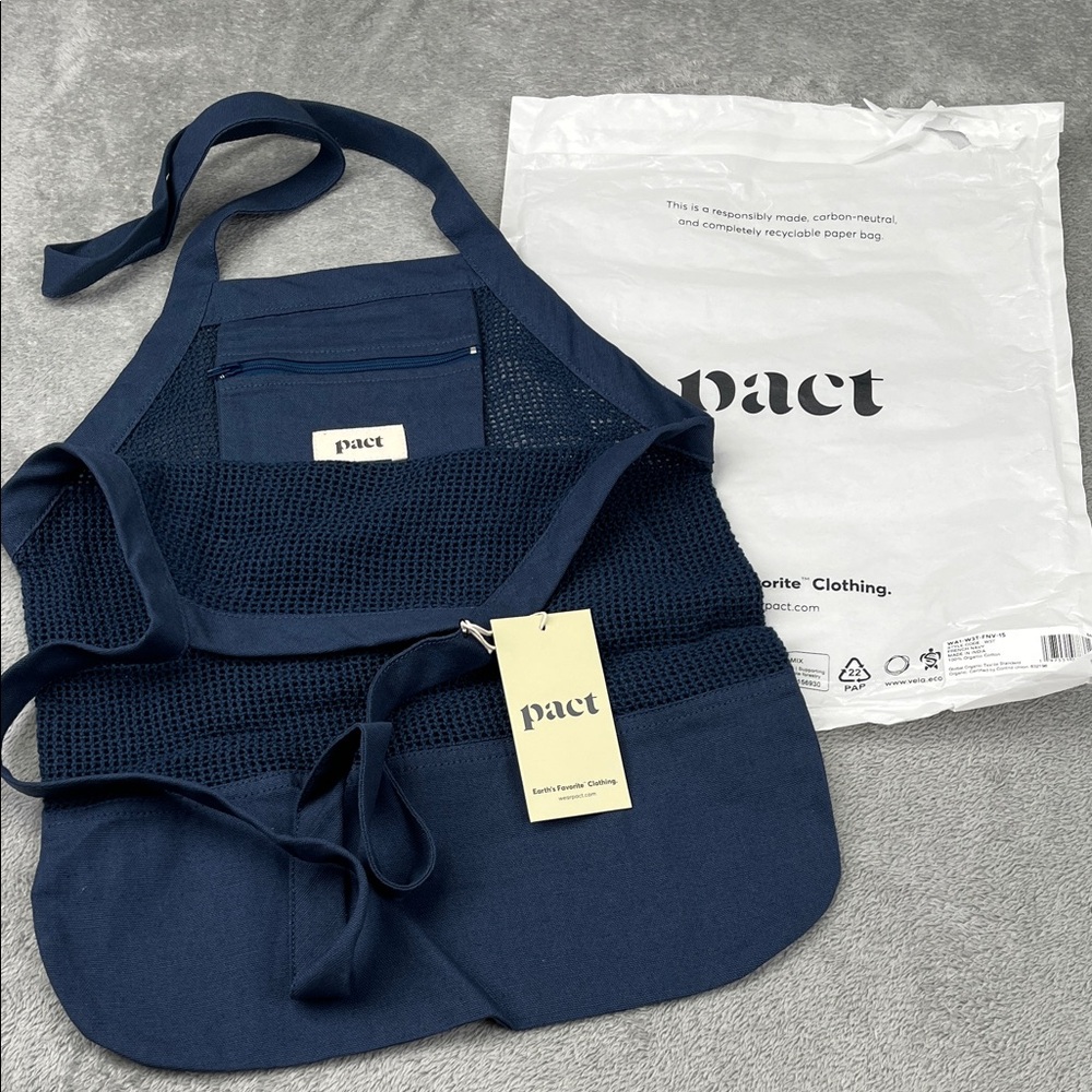 $12 Special NEW Pact 100% Organic Cotton French Navy Crochet Bag, Zipper Pocket‎